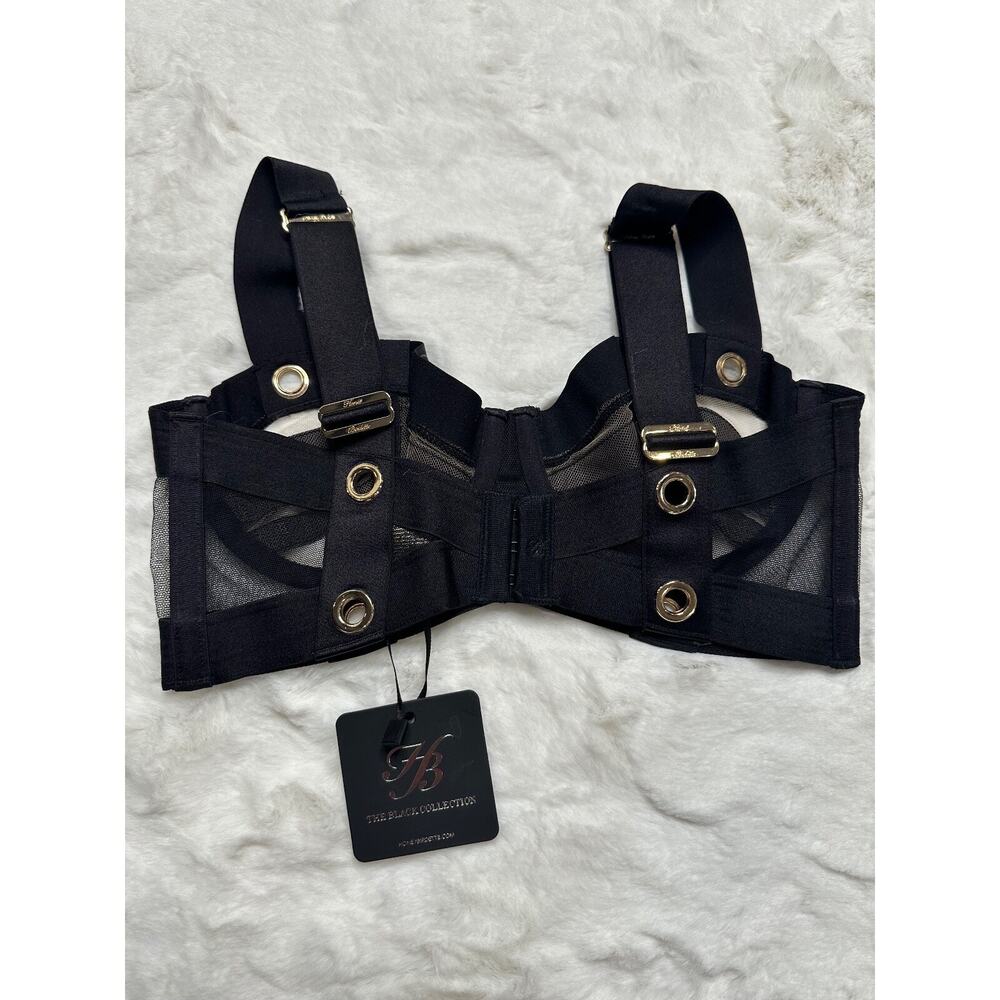 Honey Birdette CAGE🖤 Black Striped Monogram Bra 32D - Picture 3 of 5